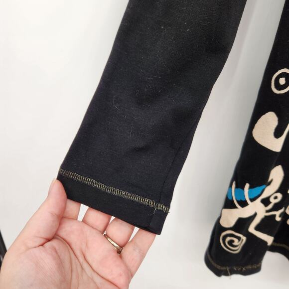 Tokuko 1er vol Black Embroidered Graphic Print Tunic Mini Dress Women's 9 (US M) - Picture 9 of 12